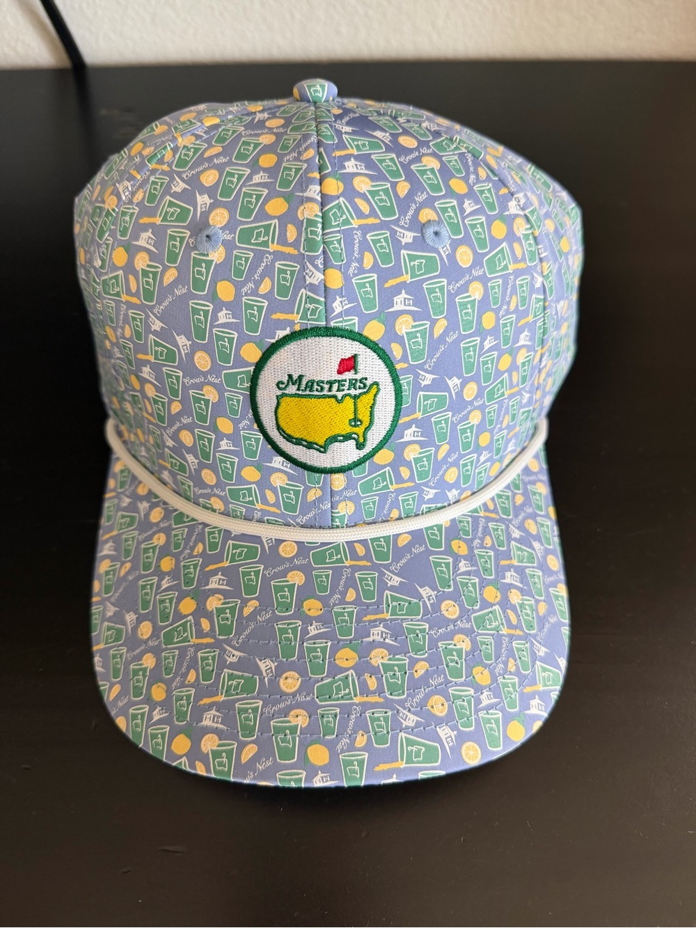 Masters Purple Snapback Hat with Green and Yellow Pattern